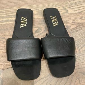ZARA black slip on sandals